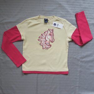 GapKids Girls Long Sleeve Horse Tee  Size 8 Med   NWT